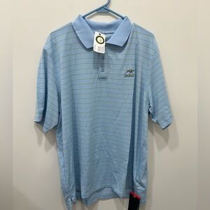 Under Armour Keeneland Official Golf Polo Heat Gear Blue Stripe NWT Size XL